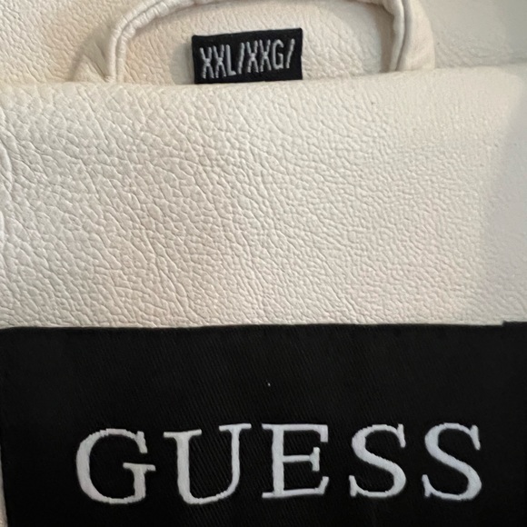 Guess brand leatherlike biker jacket. Off white. True to size. Worn once. - Picture 6 of 7
